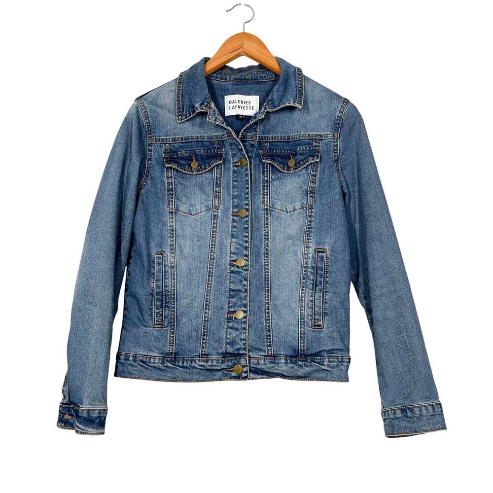 GALERIES LAFAYETTE‎ Women's Blue Denim Jacket Sz 38 (US S) Basic Closet Staple
